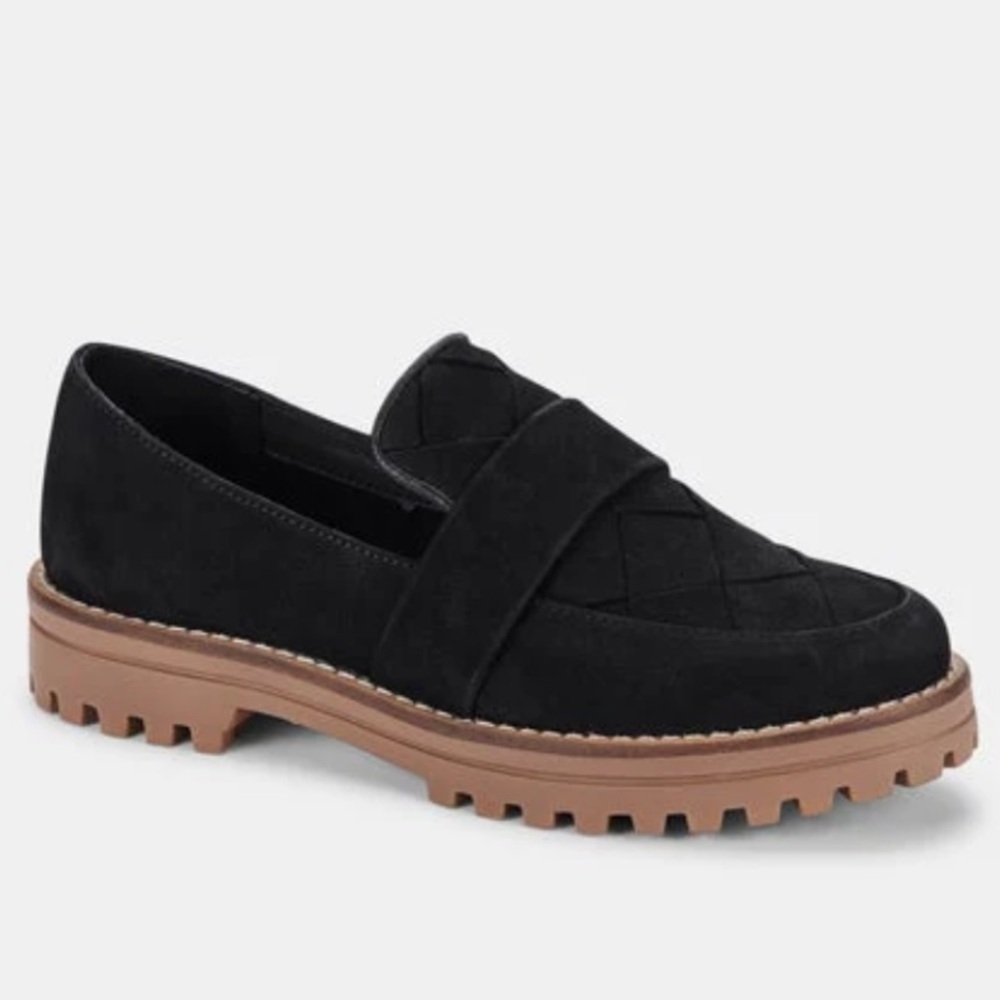 NWOB Dolce Vita Black Suede Leather Aubree Loafer Flats Shoe